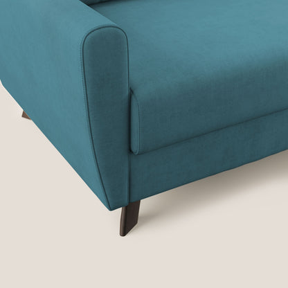 Callisto Divano letto matrimoniale in tessuto morbido impermeabile T02 azzurro