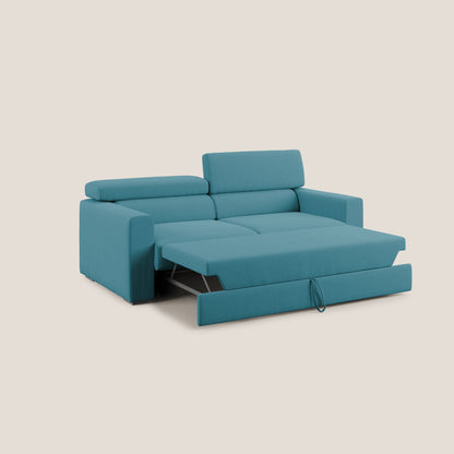 Dylan divano allungabile con pouf estraibile poggiapiedi in tessuto simil cotone impermeabile T13 azzurro