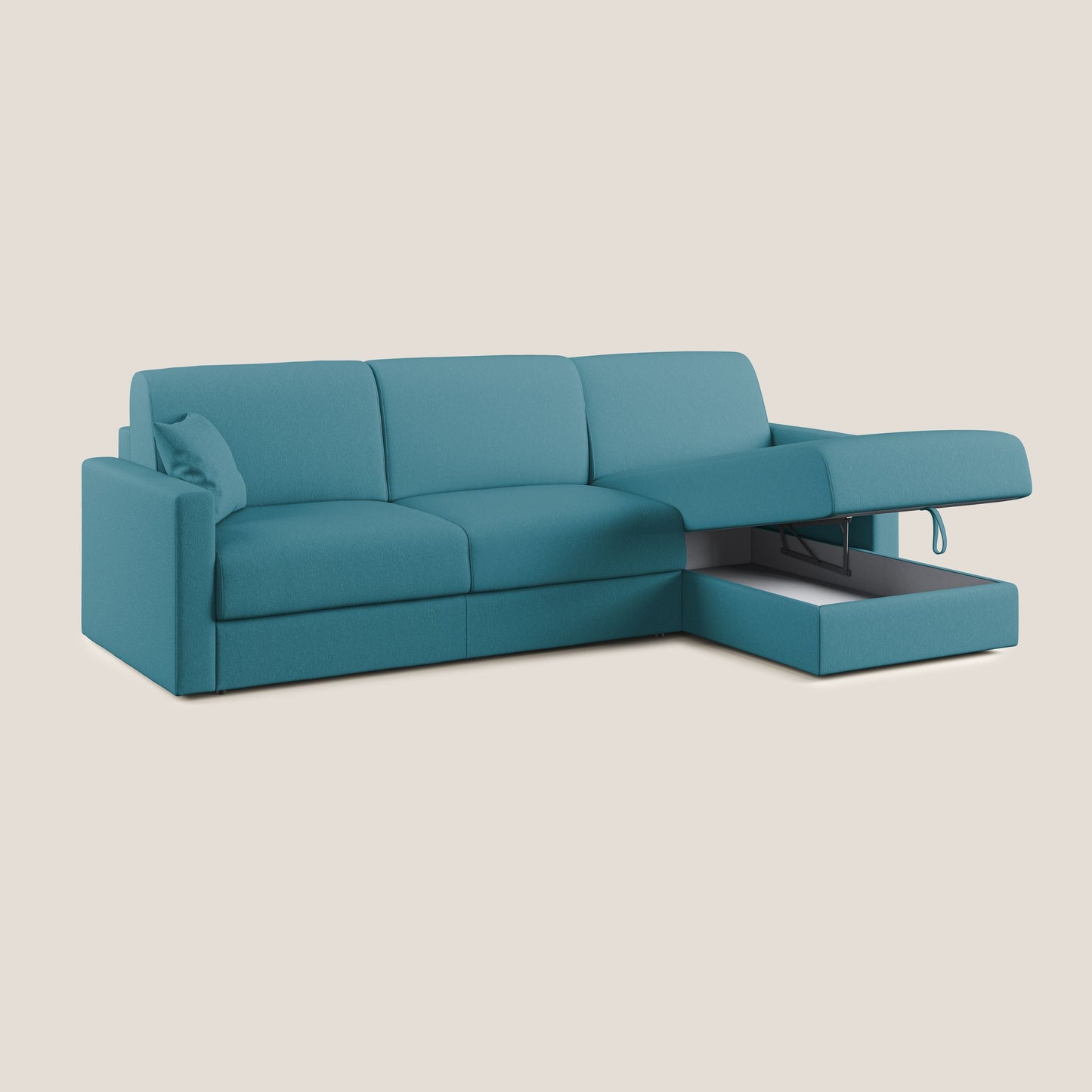 Chris Divano letto angolare 5 posti in tessuto impermeabile T13 azzurro