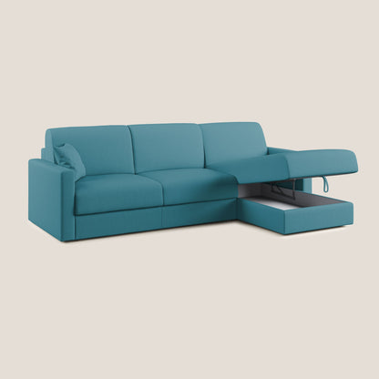 Chris Divano letto angolare 5 posti in tessuto impermeabile T13 azzurro