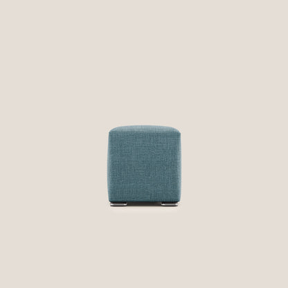 Pouf cubo in morbido tessuto impermeabile ad intreccio melangiato T06 azzurro