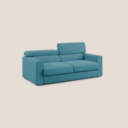 Dylan divano allungabile con pouf estraibile poggiapiedi in tessuto simil cotone impermeabile T13 azzurro