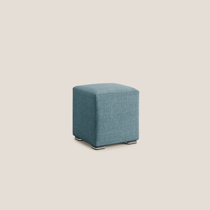Pouf cubo in morbido tessuto impermeabile ad intreccio melangiato T06 azzurro