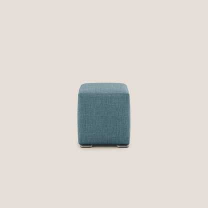 Pouf cubo in morbido tessuto impermeabile ad intreccio melangiato T06 azzurro