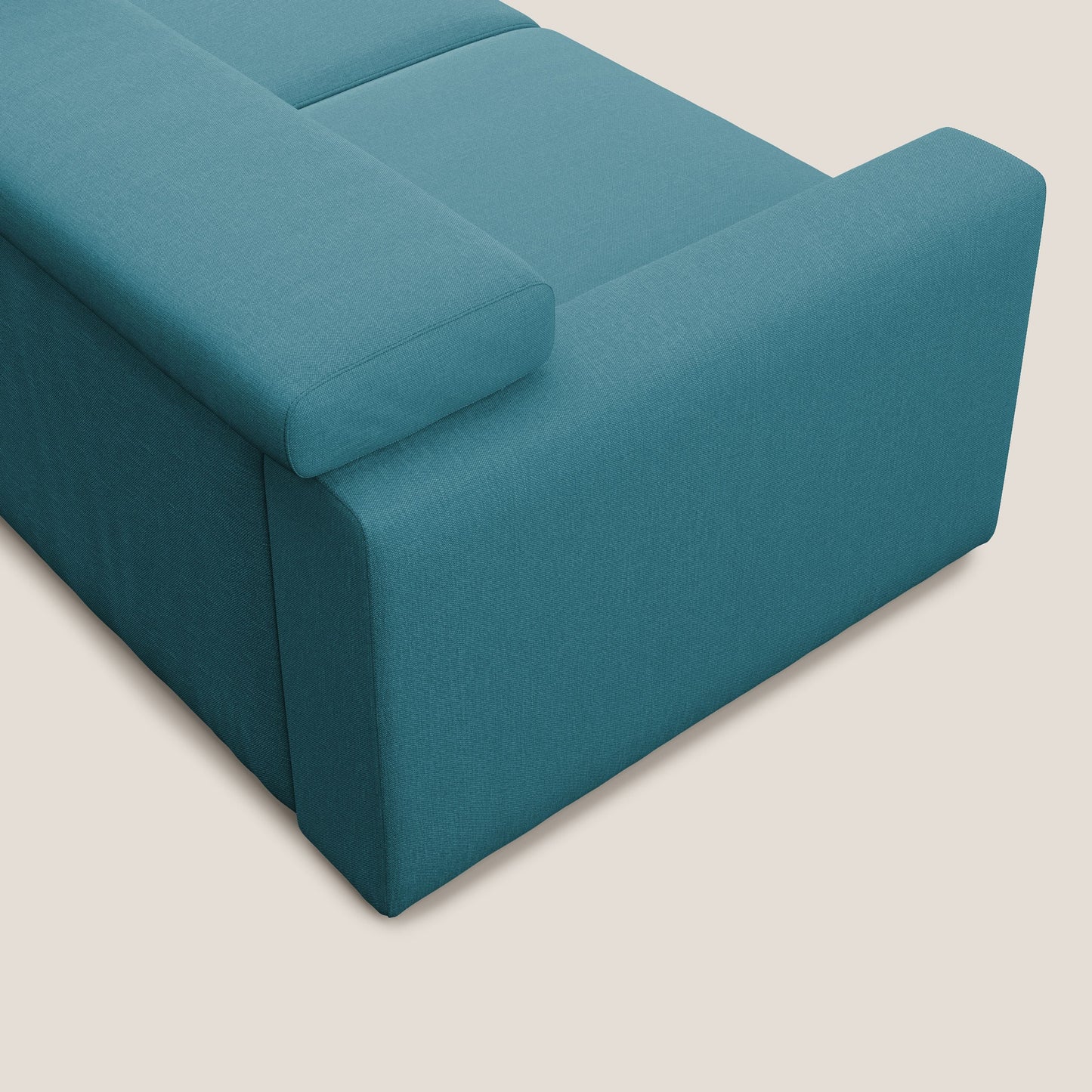 Dylan divano allungabile con pouf estraibile poggiapiedi in tessuto simil cotone impermeabile T13 azzurro
