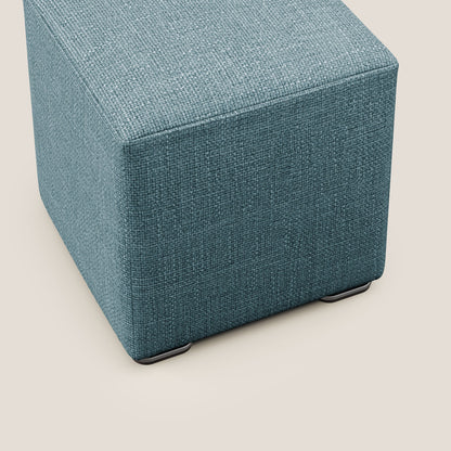 Pouf cubo in morbido tessuto impermeabile ad intreccio melangiato T06 azzurro
