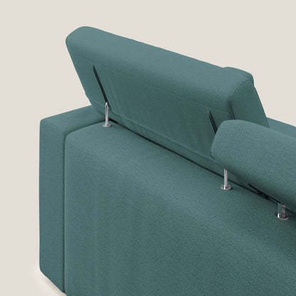 Dylan divano a 3 sedute con pouf estraibile poggiapiedi in tessuto fiammato simil cotone impermeabile T19 petrolio