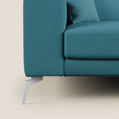 Blade Divano moderno angolare con poggiatesta reclinabili in tessuto impermeabile simil-cotone T13 azzurro