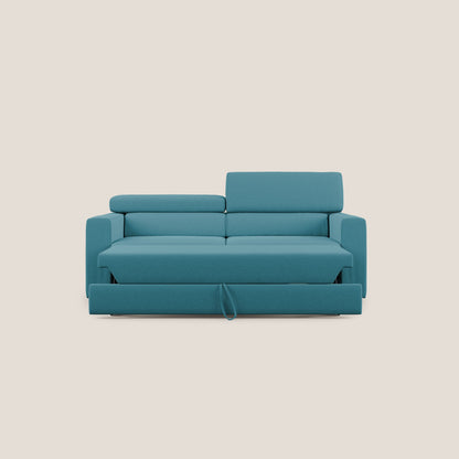 Dylan divano allungabile con pouf estraibile poggiapiedi in tessuto simil cotone impermeabile T13 azzurro