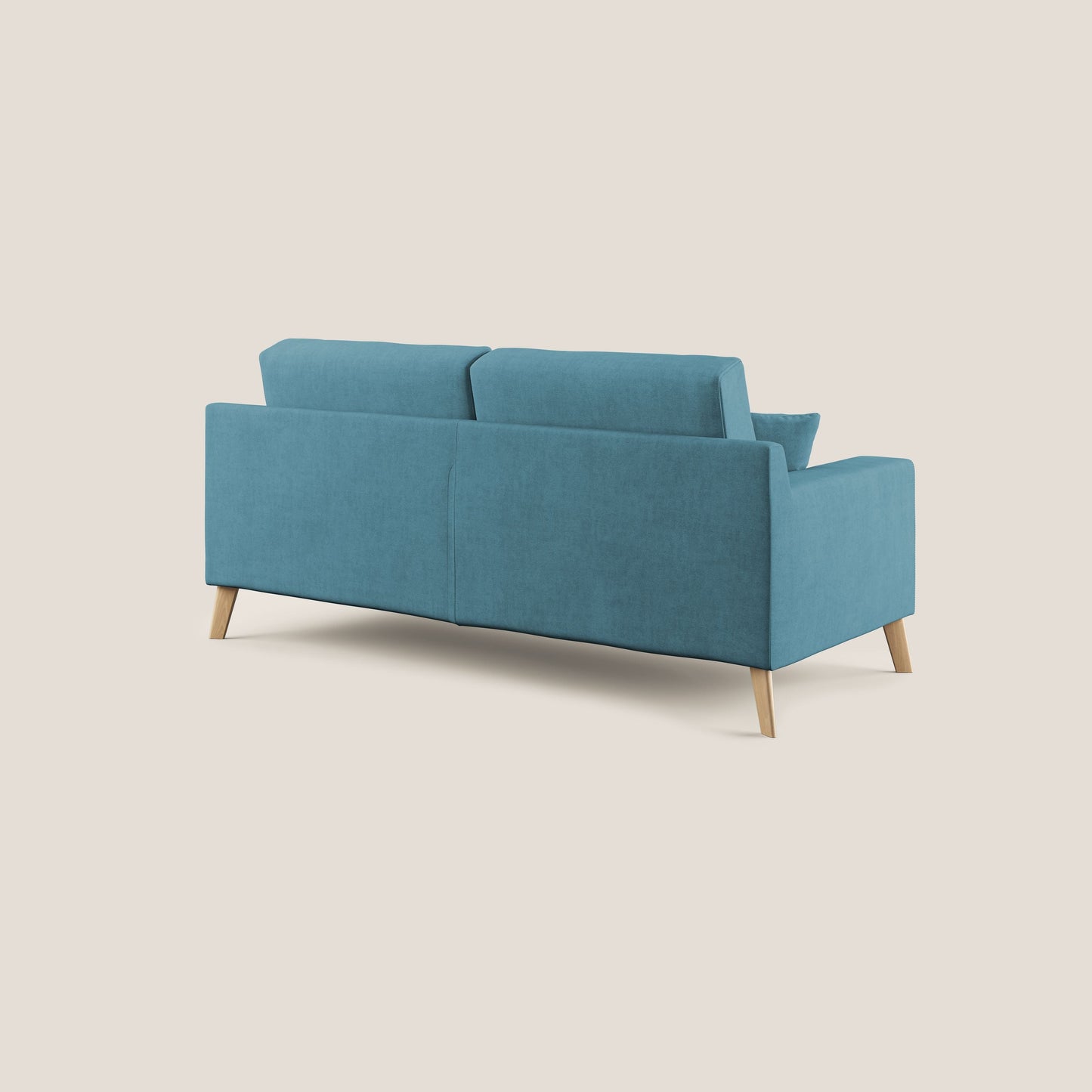 Divano danese moderno in tessuto morbido impermeabile T02 azzurro