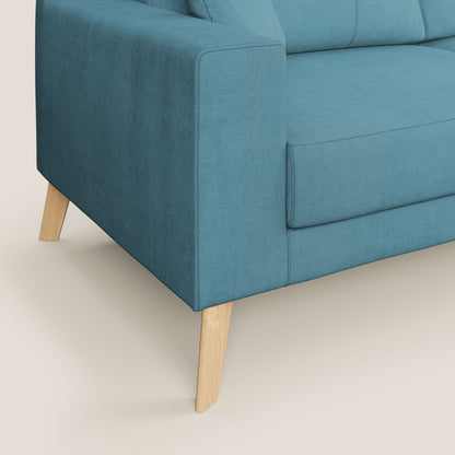 Divano danese moderno in tessuto morbido impermeabile T02 azzurro