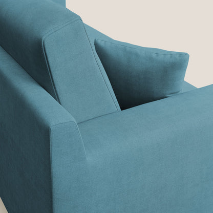 Divano danese moderno in tessuto morbido impermeabile T02 azzurro