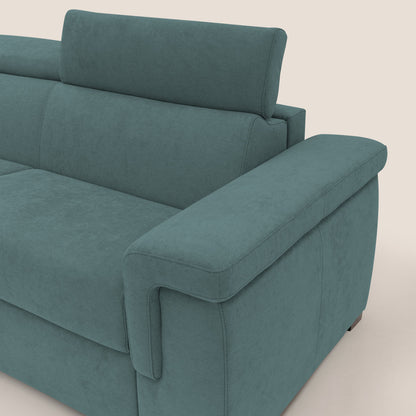 Giunone divano letto con materasso alto 18 cm e poggiatesta reclinabili in tessuto impermeabile T02 petrolio 