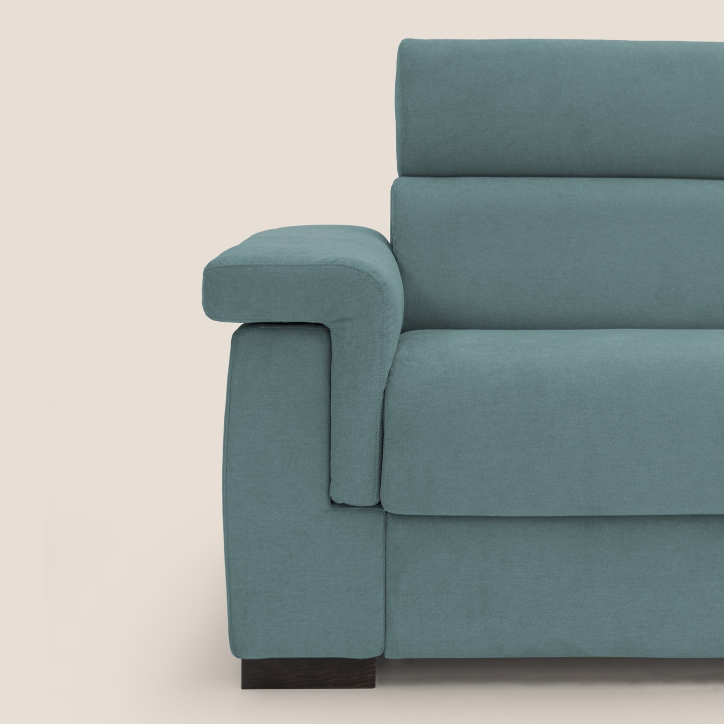 Bjorn divano letto sfoderabile con materasso H18 cm e poggiatesta reclinabili in tessuto impermeabile T02 petrolio