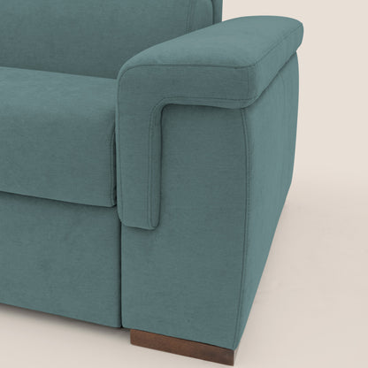 Giunone divano letto con materasso alto 18 cm e poggiatesta reclinabili in tessuto impermeabile T02 petrolio 