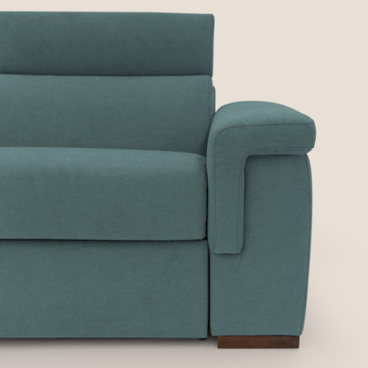 Giunone divano letto con materasso alto 18 cm e poggiatesta reclinabili in tessuto impermeabile T02 petrolio 