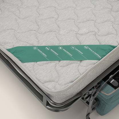 Bjorn divano letto sfoderabile con materasso H18 cm e poggiatesta reclinabili in tessuto impermeabile T02 petrolio