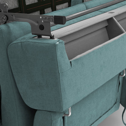 Bjorn divano letto sfoderabile con materasso H18 cm e poggiatesta reclinabili in tessuto impermeabile T02 petrolio