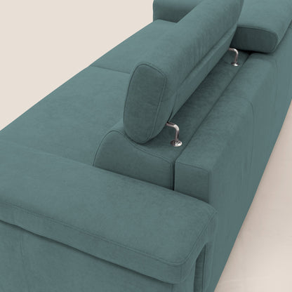 Giunone divano letto con materasso alto 18 cm e poggiatesta reclinabili in tessuto impermeabile T02 petrolio 