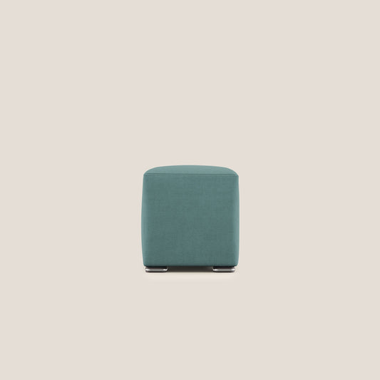 Pouf cubo in tessuto morbido impermeabile T02 petrolio