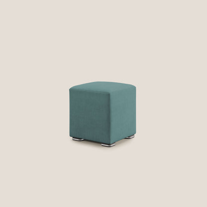 Pouf cubo in tessuto morbido impermeabile T02 petrolio