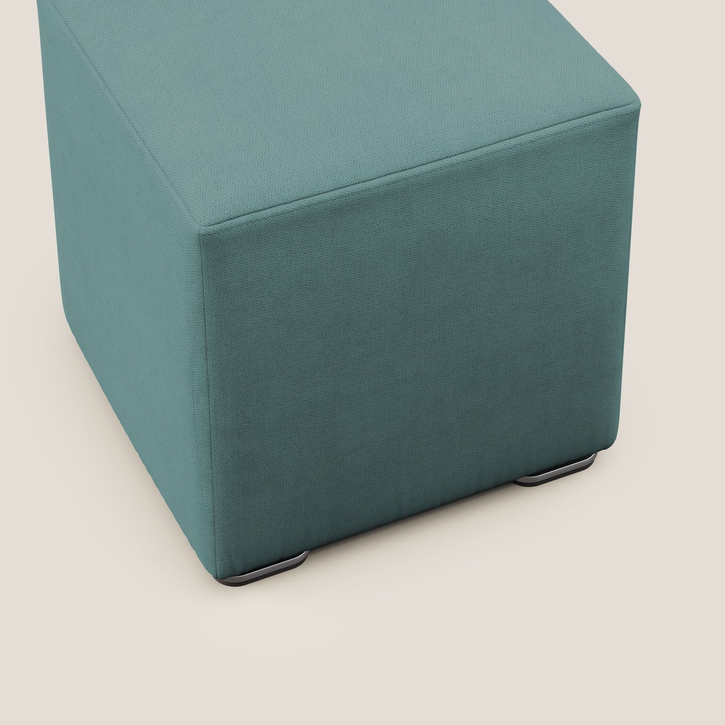 Pouf cubo in tessuto morbido impermeabile T02 petrolio