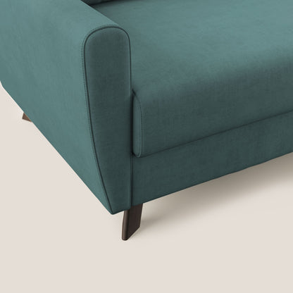 Callisto Divano letto angolare con penisola in tessuto morbido impermeabile T02 petrolio