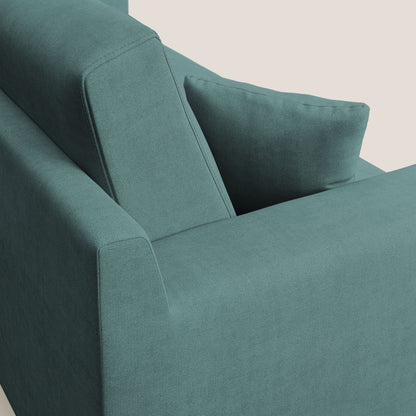 Divano danese moderno in tessuto morbido impermeabile T02 petrolio