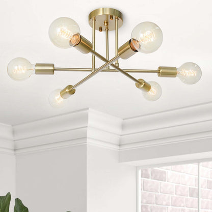 6 - Light Modern Metal 23.62'' Sputnik Semi-Flush Mount Ceiling Light