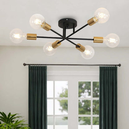 6 - Light Modern Metal 23.62'' Sputnik Semi-Flush Mount Ceiling Light