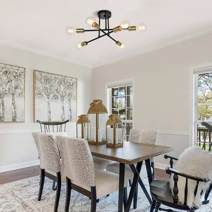 6 - Light Modern Metal 23.62'' Sputnik Semi-Flush Mount Ceiling Light