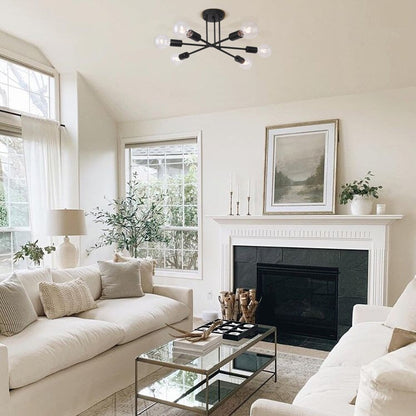 6 - Light Modern Metal Black Sputnik Semi-Flush Mount Ceiling Light