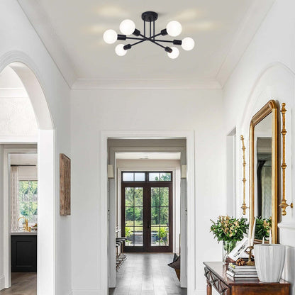 6 - Light Modern Metal Black Sputnik Semi-Flush Mount Ceiling Light