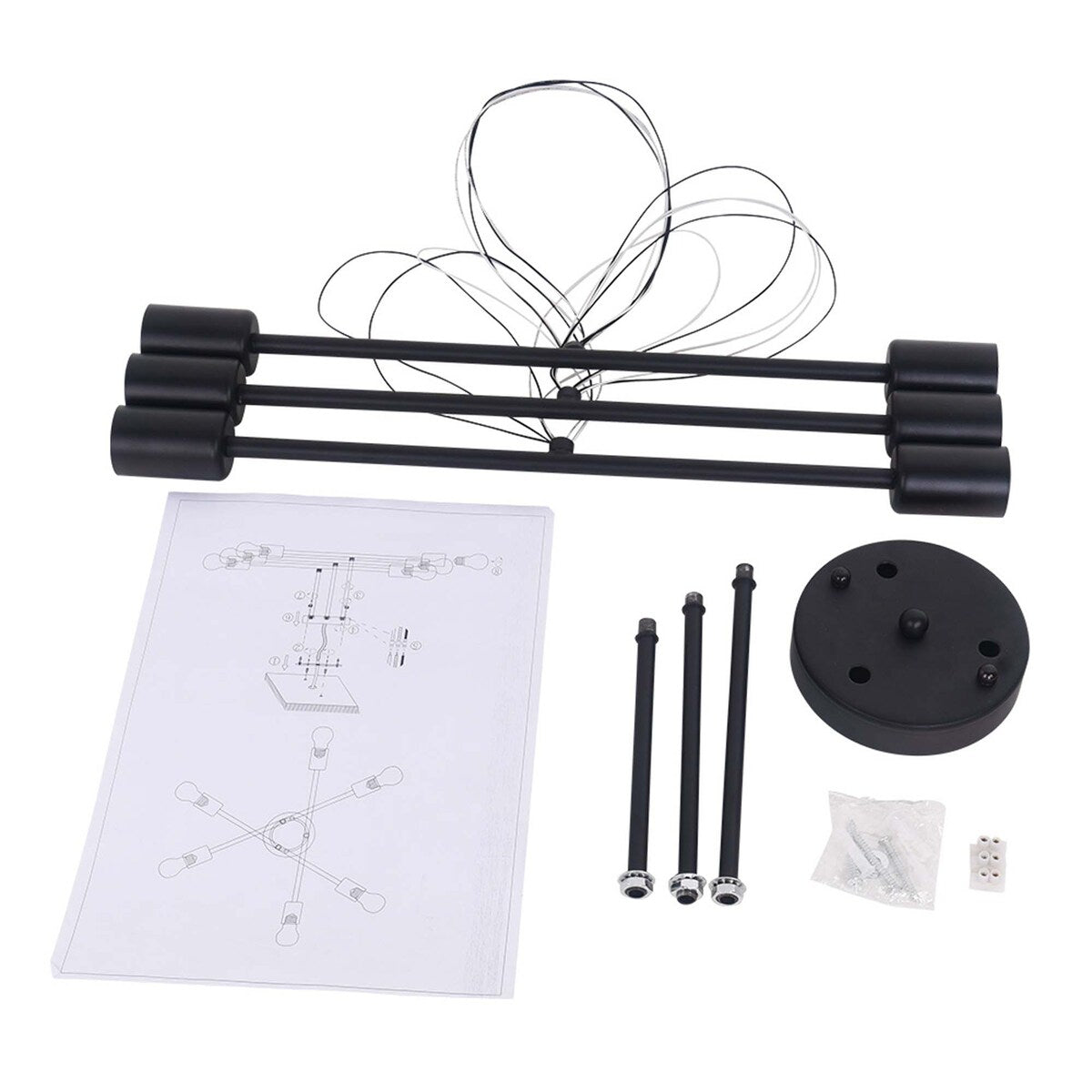 6 - Light Modern Metal Black Sputnik Semi-Flush Mount Ceiling Light