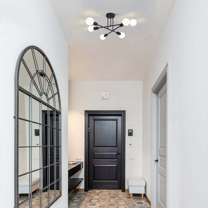 6 - Light Modern Metal Black Sputnik Semi-Flush Mount Ceiling Light