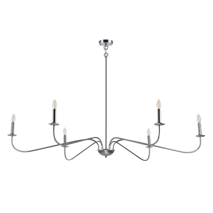 6 Light 64 Inches Minimalist Chandelier in Matte Black / Gold /Chrome - N/A