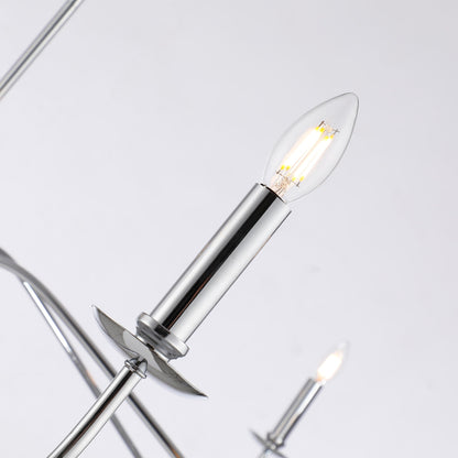 6 Light 64 Inches Minimalist Chandelier in Matte Black / Gold /Chrome - N/A