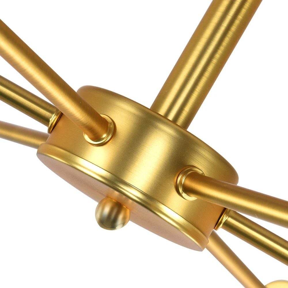 6-Light Modern Industrial Dimmable Sputnik Linear Cluster Semi-Flush Mount Light