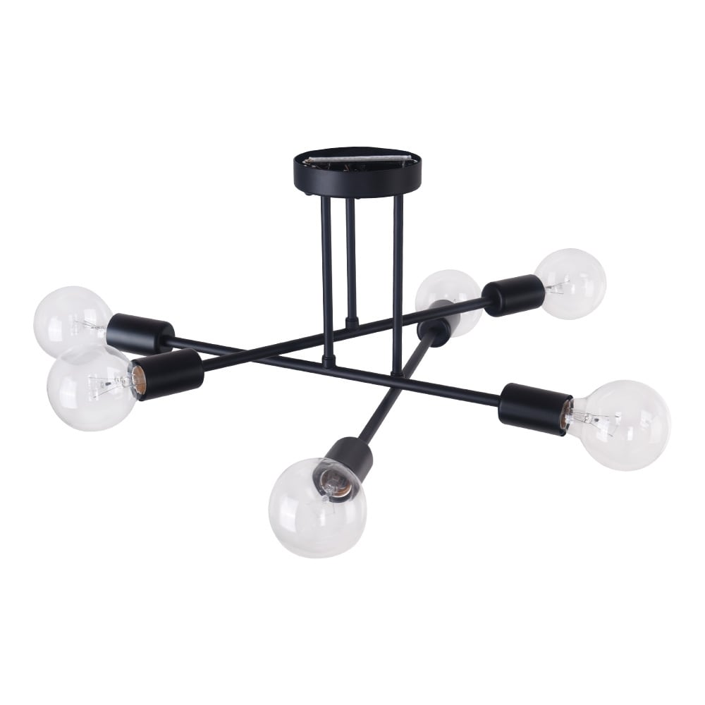 6-Light Modern Industrial Linear Sputnik Branch Semi-Flush Mount Light Ceiling Light