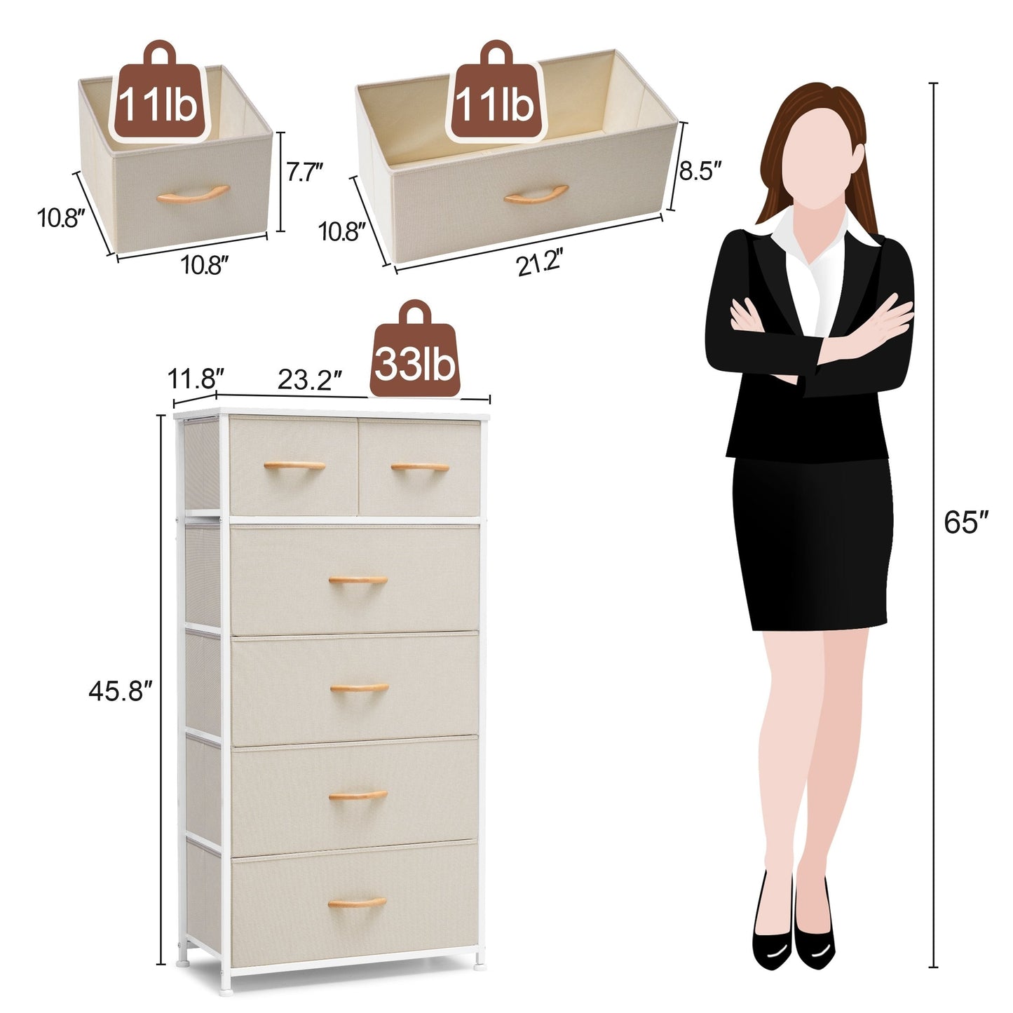6-drawer Chest Vertical Dresser Storage Tower by Crestlive Products