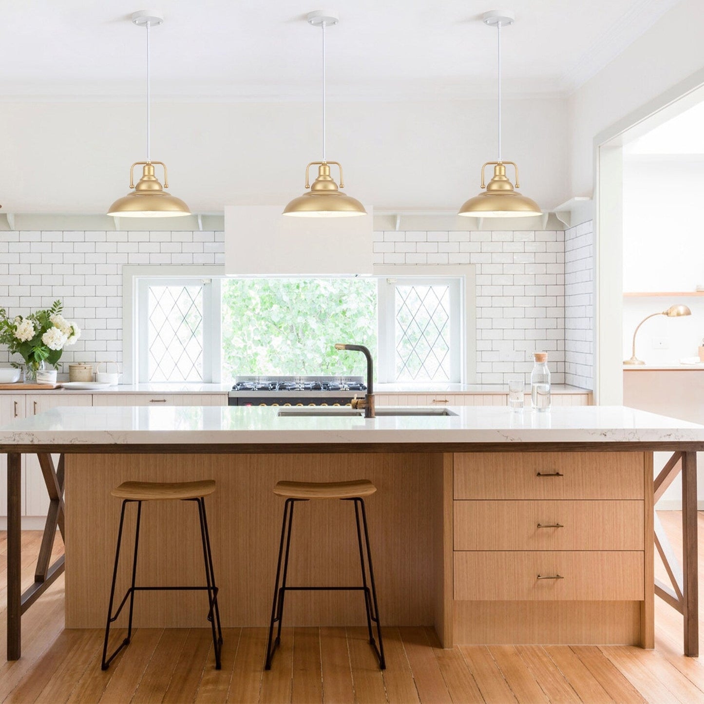 60-Watt 1-Light Pendant Light with Dome Shade for Kitchen Island, Classic Semi Flush Mount Chandelier for Dining Room