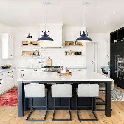 60-Watt 1-Light Pendant Light with Dome Shade for Kitchen Island, Classic Semi Flush Mount Chandelier for Dining Room