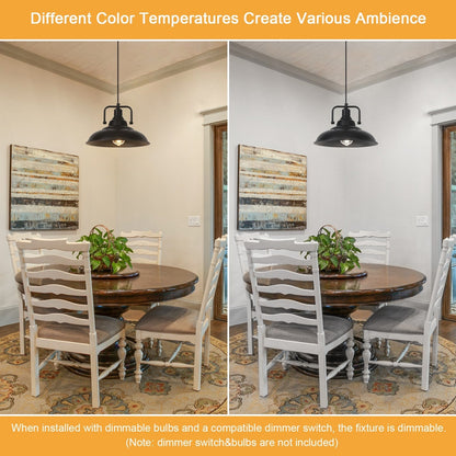 60-Watt 1-Light Pendant Light with Dome Shade for Kitchen Island, Classic Semi Flush Mount Chandelier for Dining Room