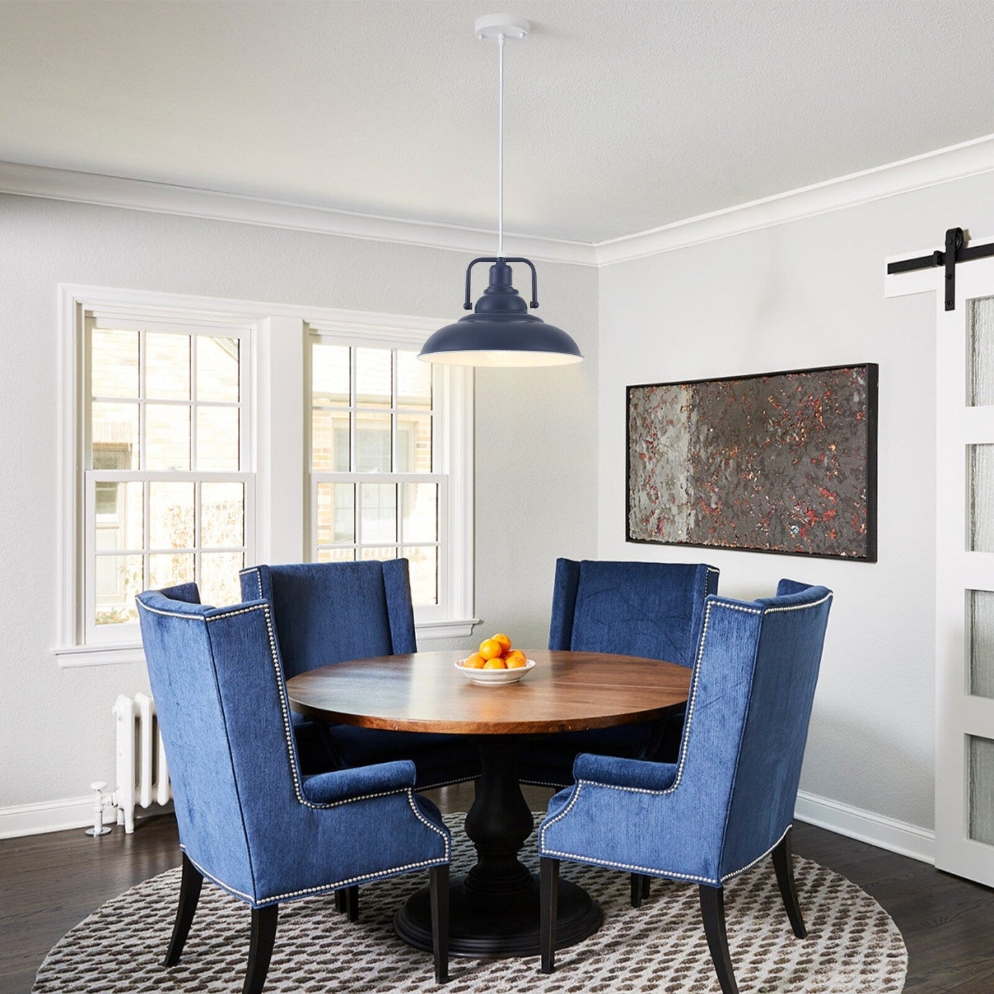 60-Watt 1-Light Pendant Light with Dome Shade for Kitchen Island, Classic Semi Flush Mount Chandelier for Dining Room