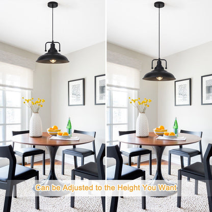 60-Watt 1-Light Pendant Light with Dome Shade for Kitchen Island, Classic Semi Flush Mount Chandelier for Dining Room