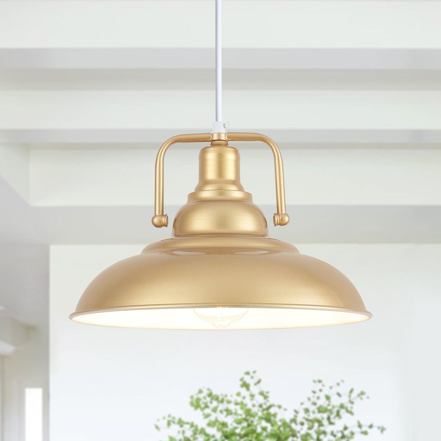 60-Watt 1-Light Pendant Light with Dome Shade for Kitchen Island, Classic Semi Flush Mount Chandelier for Dining Room