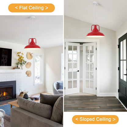 60-Watt 1-Light Pendant Light with Dome Shade for Kitchen Island, Classic Semi Flush Mount Chandelier for Dining Room