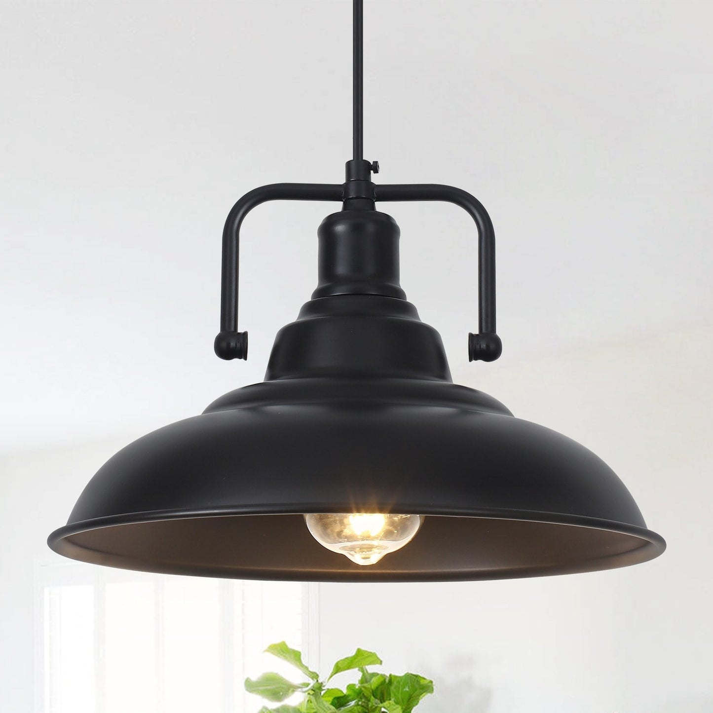 60-Watt 1-Light Pendant Light with Dome Shade for Kitchen Island, Classic Semi Flush Mount Chandelier for Dining Room