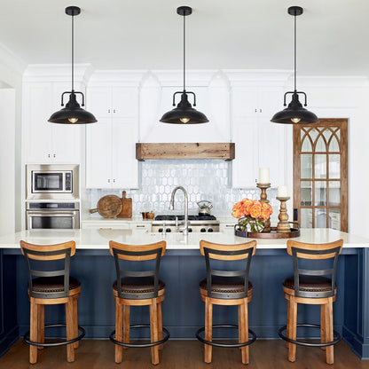 60-Watt 1-Light Pendant Light with Dome Shade for Kitchen Island, Classic Semi Flush Mount Chandelier for Dining Room