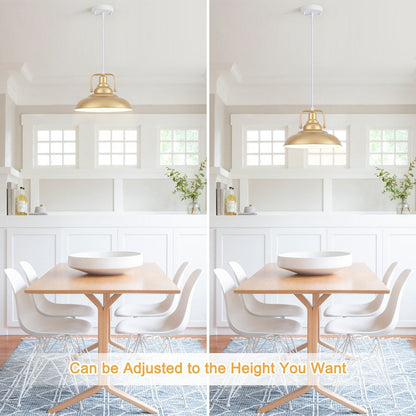 60-Watt 1-Light Pendant Light with Dome Shade for Kitchen Island, Classic Semi Flush Mount Chandelier for Dining Room